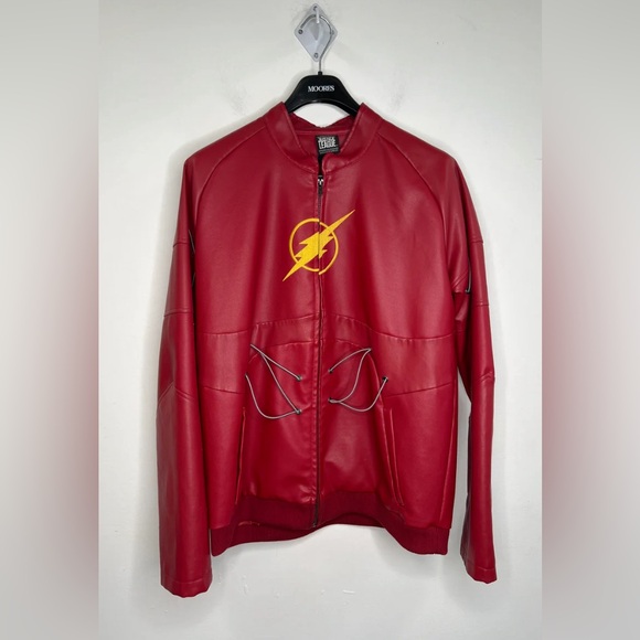 Limited Edition Justice League The Flash Graphic Leather Jacket - Picture 1 of 3